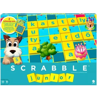 Mattel Скрабъл Оригинал за деца, настолна игра на унгарски език (y9737)