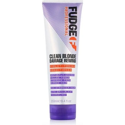 Fudge Professional Clean Blonde Damage Rewind Violet-Toning Conditioner 250 ml балсам за възстановяване и блясък на руса коса унисекс