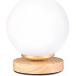 TopMebel Настолна лампа Luma TopMebel E27 дървена - стъклена в натурален - бял цвят Ø12x18cm