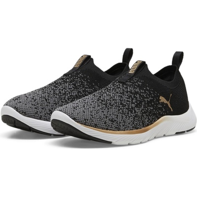 PUMA Дамски маратонки Puma Womens Softride Remi Slip-On Knitted Runners - Black/Wht/Gold