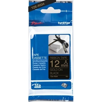 páska BROTHER TZeR334 zlaté písmo, čierna stužková páska Tape (12mm) (TZER334)