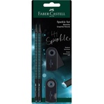 Faber-Castell Sparkle Midnight Комплект триъгълни графитни моливи от 4 части в черно/океанско синьо B FC118295 (FC118295)