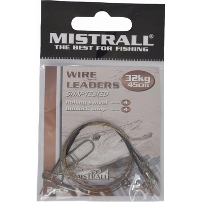 Mistrall Ocelové Lanko Wire Leaders 1 x 7 45 cm 32 kg 2 ks