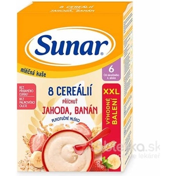 Sunar mliečna kaša s 8 cereáliami jahoda, banán XXL 340 g