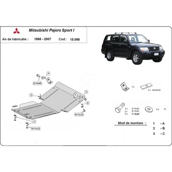 Scut Motor - Румъния Метална кора под двигател mitsubishi pajero sport от 1998 до 2006 (73710)