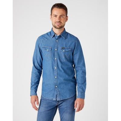 Wrangler Western pánská džínová košile dlouhý rukáv W5F25K14V (112130117) mid stone