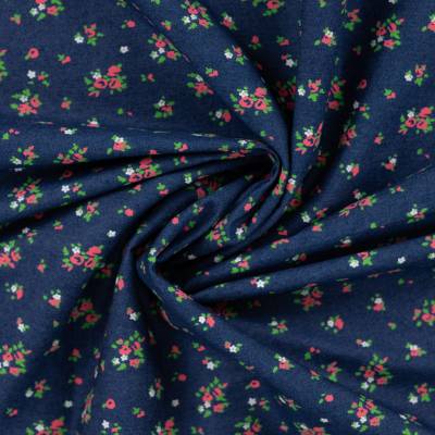 Riflovina Jeans 190g - Modrá s kvetmi