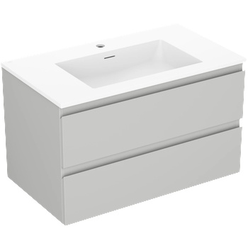 Mexen Orio шкафче за баня 80 см с мивка Otis, 2 чекмеджета, сиво мат/бяло мат (91A10-08047-2-BFF62-W18M01)