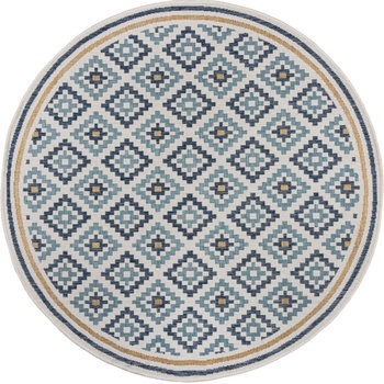 Flair Rugs Жълто-син кръгъл килим за открито и закрито ø 160 cm Zia Trellis - Flair Rugs (503119377459)