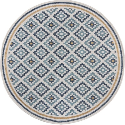 Flair Rugs Жълто-син кръгъл килим за открито и закрито ø 160 cm Zia Trellis - Flair Rugs (503119377459)