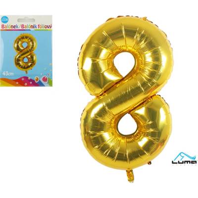 LUMA Balónek foliový č.8 ZLATÝ 43 cm