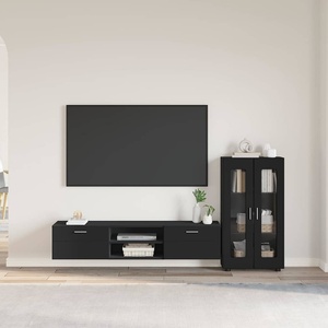 vidaXL Комплект ТВ шкаф FLORIN 3 бр. Черно Инженерна дървесина (3397935)