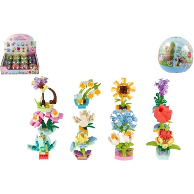 Teddies Stavebnice - MINI KVĚTINA - 6 cm v kouli