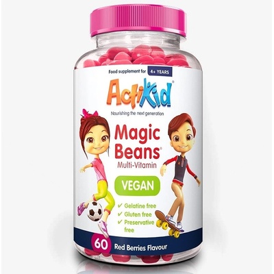 ActiKid Magic Beans Multi-Vitamin - Vegan, Red Berries, 60 Beans
