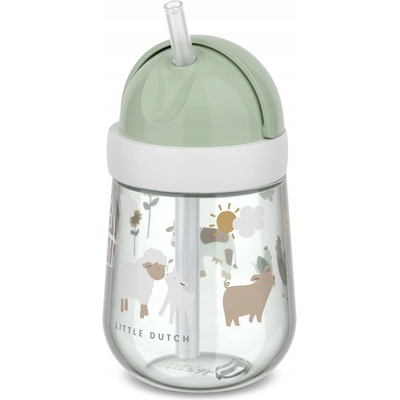 Little Dutch hrnček so slamkou Farma sivá 300 ml