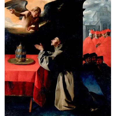 Obrazy - Zurbarán, Francisco de: Modlitba sv. Bonaventury o výběru nového papeže - reprodukce obrazu