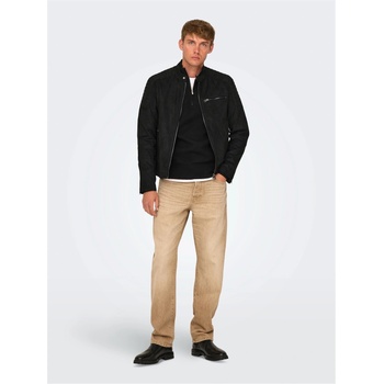 Only Яке Only Men's Bomber Faux Leather Jacket - Black