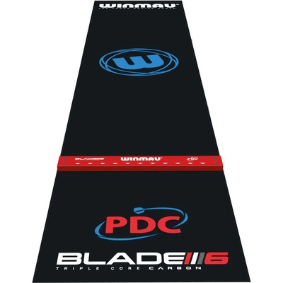 Koberec k terču na šípky Winmau Pro Zone Precision PVC čierny s červenou odhodovou lištou
