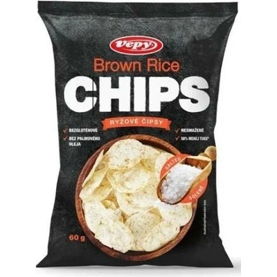 Vepy Brown Rice Chips rýžové chipsy solené bez lepku 60 g