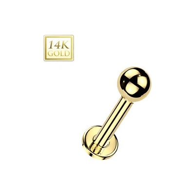 Šperky4U Zlatý piercing do brady labreta 1,2 x 8 mm, Au 585/1000 ZL01281-12083