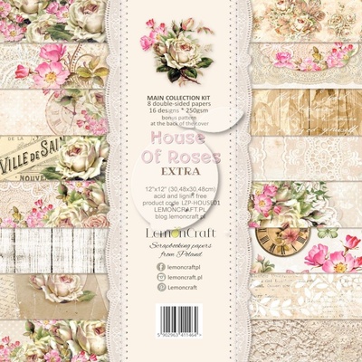 Sada oboust.papírů HOUSE OF ROSES 250g/m2 30,5x30,5cm-8ks