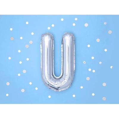 Party Deco FB2M U 018 Fóliový balón strieborný písmeno 35 cm U