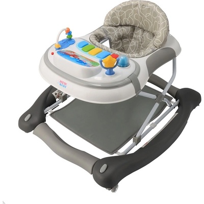 New Baby s hojdačkou a siikónovými kolieskami 3v1 Magic Sea World II sivá