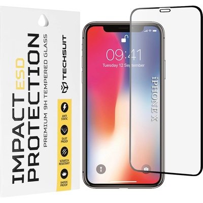 Techsuit Протектор за iPhone X / iPhone XS / iPhone 11 Pro - ESD стъкло - черен