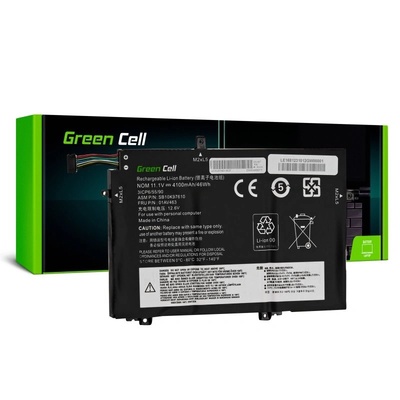Green Cell Батерия L17C3P52 L17L3P52 L17M3P53 L17M3P54 за Lenovo ThinkPad L480 L490 L580 L590 L14 L15 Gen 1 Gen 2 / 10.8 V (11.1 V), 4100 mAh (LE168)