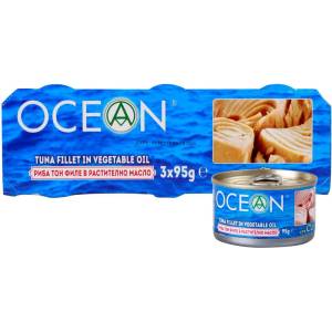 OCEAN РИБА ТОН ФИЛЕ В РАСТИТЕЛНО МАСЛО (3 БР. Х 95 Г)