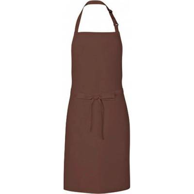 Link Kitchen Wear Univerzální keprová zástěra s laclem a nastavitelným páskem u krku Hnědá 72 x 85 cm X986