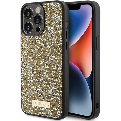 GUESS Кейс Guess Rhinestone Metal Logo за iPhone 15 Pro Max, жълт (3666339153557)