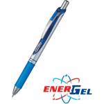 Pentel Автоматичен ролер Pentel Energel BL7726807 26807, син цвят на писане, дебелина на линията 0.7 mm, гел, сребрист, цената е за 1бр. (продава се в опаковка от 12бр. ) (OK26807)