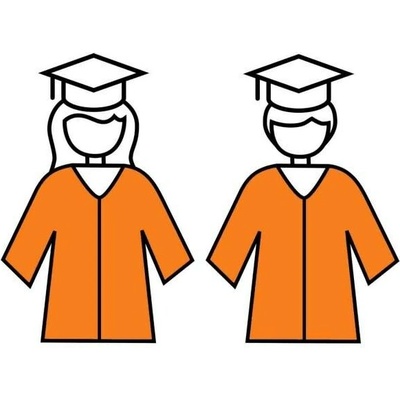 DĚTSKÝ studentský talár, Barva šálu 302 - mandarinková , Barva taláru 304 - reflexní oranžová