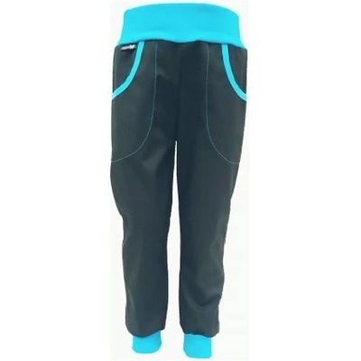 Dan de lion Letní softshellové kalhoty černé s modrým nápletem
