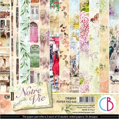 Obojstranné papiere "Notre Vie" na scrapbook 15x15 cm, 24 ks