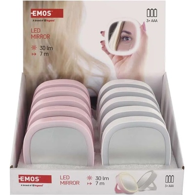 Emos Vreckové kozmetické zrkadlo s LED svetlom 10 ks display box