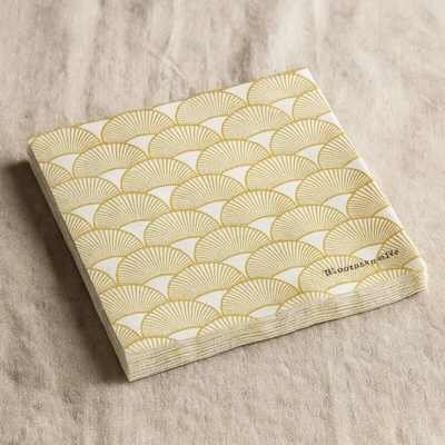 Bloomingville sada 20 bílých ubrousků se zlatými oblouky 33x33 cm