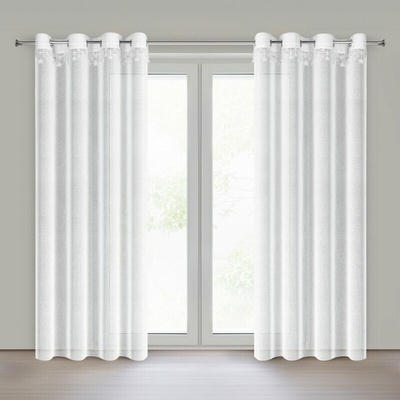 Takoy Vianočná záclona 140x250 cm biela s motívom hviezdičiek-HF-473421 | 140 x 250 cm