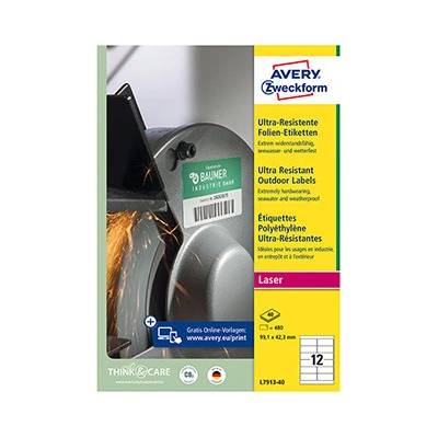 Avery Zweckform L7913-40 etikety 99.1 mm x 42.3 mm A4 bílé 12 etiket velmi odolné baleno po 40 ks