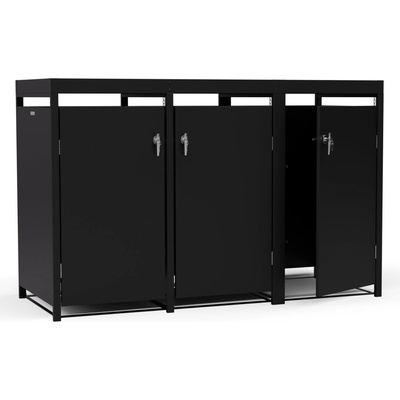 Blumfeldt BinSafe box na odpadky 3 odpadkové koše 240 l pozinkovaná oceľ KG29-3door-black-pl