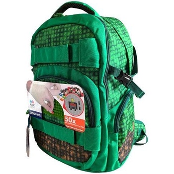 PIXIE CREW Ученическа раница, зелена, Mine&Craft 100 пиксела