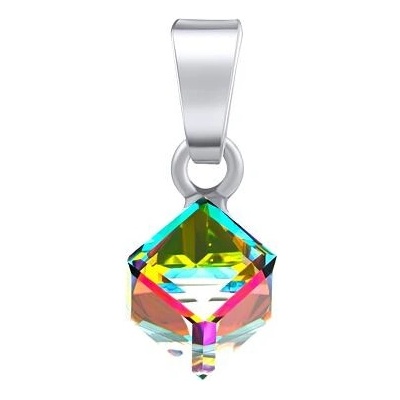 SILVEGO Stříbrný přívěsek kostka se Swarovski Crystals Vitrail medium VSW4841P6VMZ