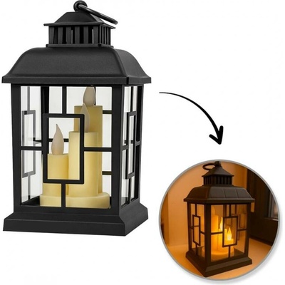 DEKORATIVNÍ LAMPION LUCERNA LED SVÍTILNA SE SVÍČKOU A POHYBLIVÝM PLAMENEM