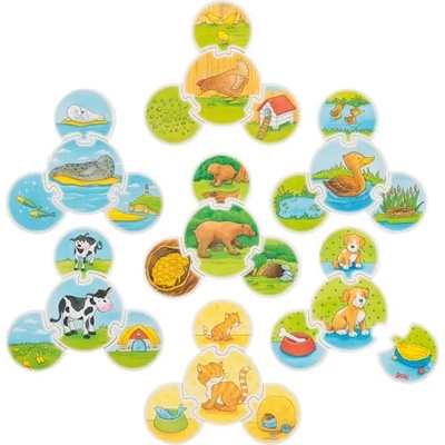 Goki Дървен комплект 2 в 1 Goki - Животни, игра и пъзел (56811)