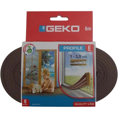 Těsnění do oken hnědé samolepící EPDM guma 9x4mm/ 6m E-profil GEKO
