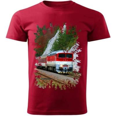 dětské tričko s lokomotivou 757 004-7 červené
