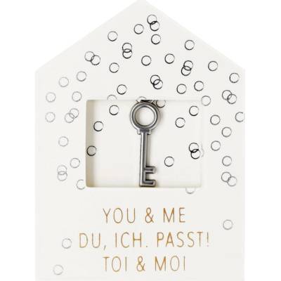 räder Mini přání novomanželům s přívěskem Key, bílá barva, kov, papír