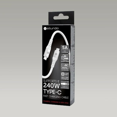 Sturdo KAB-0261-STU-C240W 2X TYPE-C 240W 5A 10GBPS, 1m, bílý