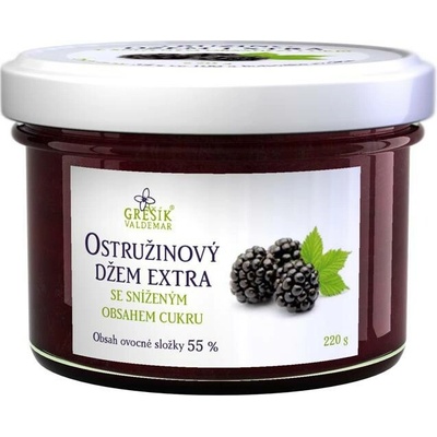 Grešík Valdemar Džem Ostružinový BIO ovocná složka 55% se sníženým obsahem cukru 220 g